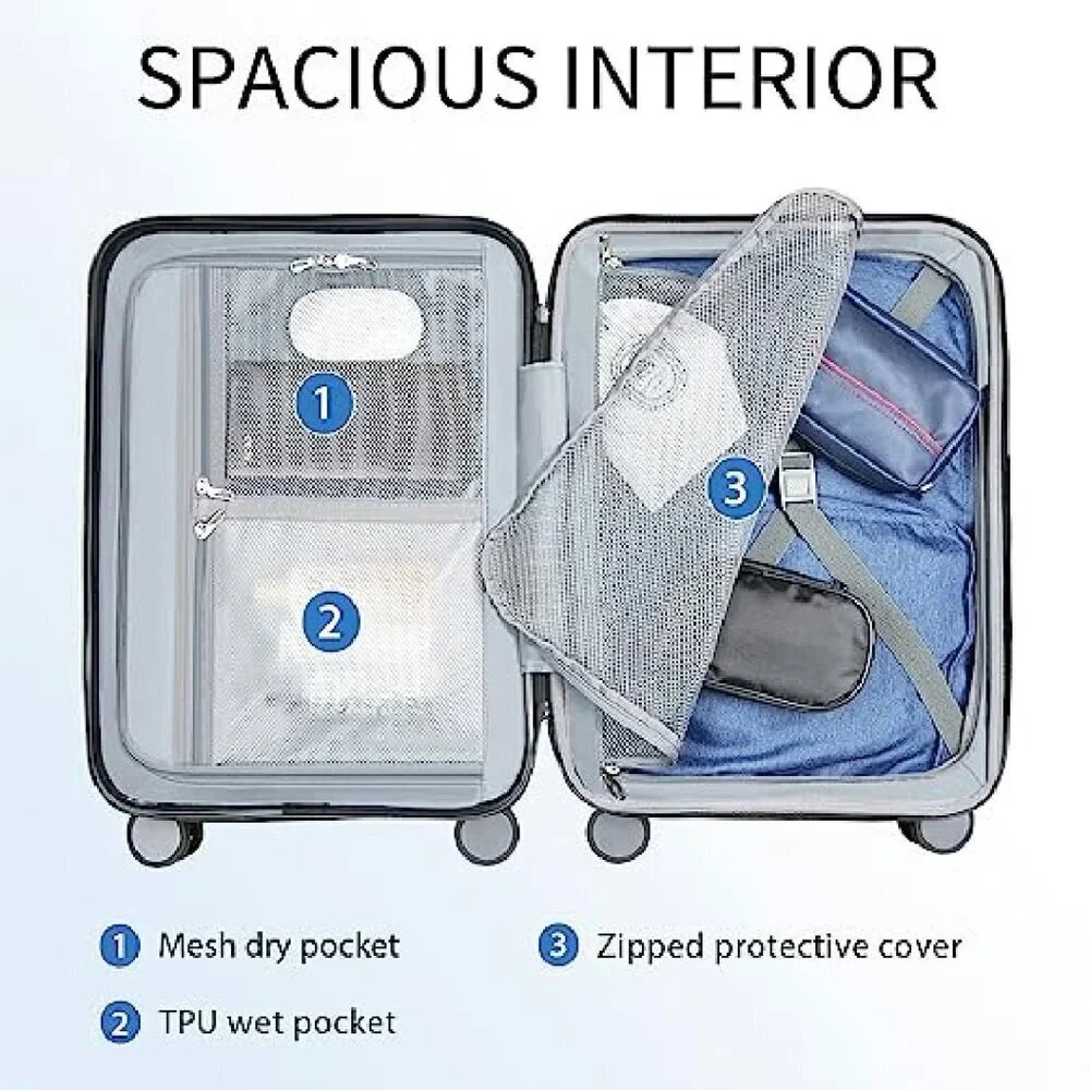 20-Inch Expandable Hardside Carry-On Luggage with Spinner Wheels & USB Port